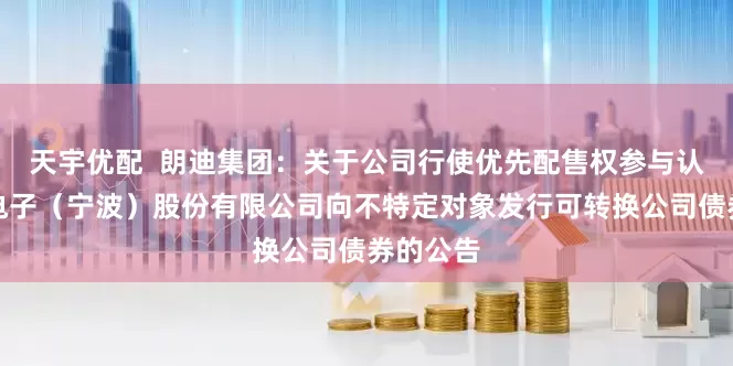天宇优配  朗迪集团：关于公司行使优先配售权参与认购甬矽电子（宁波）股份有限公司向不特定对象发行可转换公司债券的公告